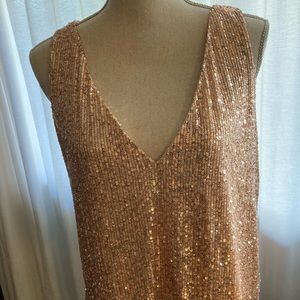 NEW v-neck sequins tank top blush color size M